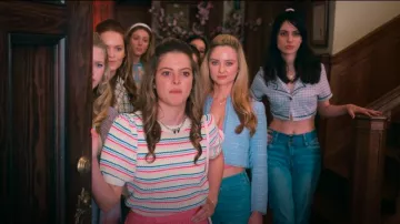 Cider Tweed Cuttin Edge Shirt worn by Maya (Mona Mira) as seen in The Sex Lives of College Girls (S03E01)