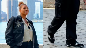 Tenues de la série télévisée The Equalizer : Queen Latifah porte une veste en satin Eagles pour incarner Robyn McCall dans l’épisode 5 de la saison 5