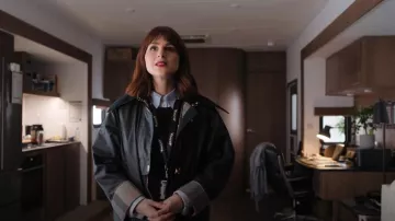 Barbour Drummond Short Wax Jacket In Navy worn by Anita (Aya Cash) as seen in The Franchise (S01E03)