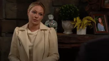 Marie Oliver Maeve Jacket in Sand worn by  Sharon Newman (Sharon Case) as seen in The Young and the Restless on November 18, 2024