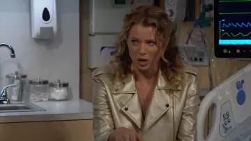 Generation Love Massimo Cropped Moto Jacket worn by  Summer Newman(Allison Lanier) as seen in The Young and the Restless on November 18, 2024