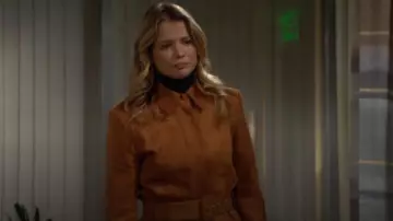 Halston Jesse Jacket In Ultrasuede worn by  Summer Newman(Allison Lanier) as seen in The Young and the Restless on November 19, 2024