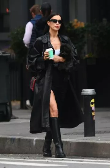 Balenciaga Swift Logo Sunglasses worn by Irina Shayk in New York City on November 20, 2024
