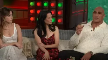 Alessandra Rich Tartan Wool Midi Dess worn by Lucy Liu as seen in The Kelly Clarkson Show on  November 18, 2024