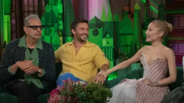 Bode Crystal Embellished Wool Cardigan worn by Jeff Goldblum as seen in The Kelly Clarkson Show on November 19, 2024