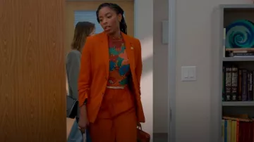Farm Rio Black Stitched Flowers Organic Cotton Bodysuit worn by Gaby (Jessica Williams) as seen in Shrinking (S02E01)