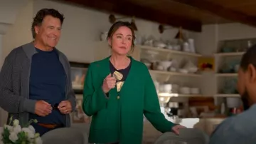 Clare V Oscar Sweater In Granny Smith worn by Liz (Christa Miller) as seen in Shrinking (S02E02)
