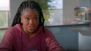 BDG Leah Waffle Knit Zip Up Hoodie Sweatshirt worn by Courtney (Courtney Taylor) as seen in Shrinking (S02E02)