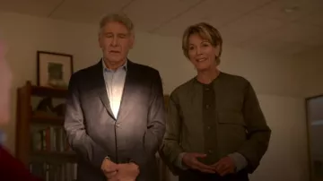 Max Mara Khaki Umberta Jacket worn by Dr. Julie Baram (Wendie Malick) as seen in Shrinking (S02E03)