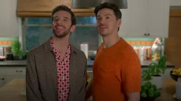 Sandro Cross Camp Shirt In Red worn by Brian (Michael Urie) as seen in Shrinking (S02E04)
