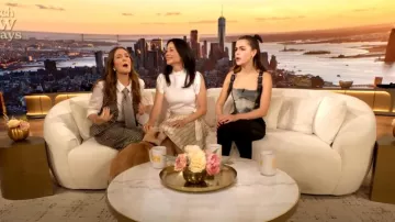 Monse Harness Tapestry Bustier Top worn by Kiernan Shipka as seen in The Drew Barrymore Show on November 21, 2024