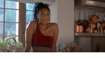 Outdoor Voices SeamlessRib One Shoulder Bra worn by Gaby (Jessica Williams) as seen in Shrinking (S02E07)