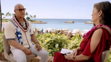 Reiss Love Knit Floral Regular Fit Button Down Camp Shirt worn by Dwayne Johnson as seen in Good Morning America on November 25, 2024