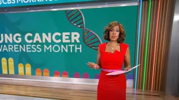 Roland Mouret Wool Crepe Asymmetric Midi Dress worn by Gayle King as seen in CBS Mornings on November 27, 2024