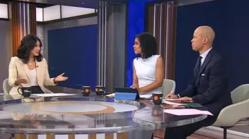 SimkhaiAcacia Sleeveless Draped Midi Dress worn by Adriana Díaz as seen in CBS Mornings on  November 28, 2024