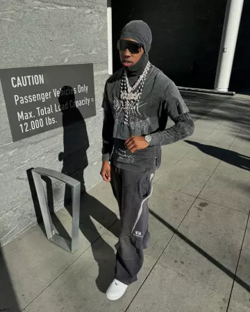 Givenchy Black Multi Logo Layered Hooded T Shirt worn by Rob49 on the Instagram account @rob49up