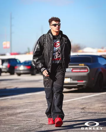 Louis Vuitton Red Alligator LV Trainer Maxi Sneakers worn by Travis Kelce on the Instagram account @chiefs