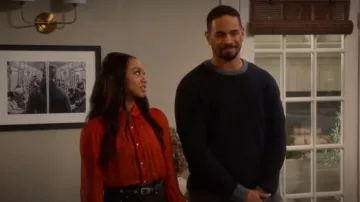 Frame Le Peasant Polka Dot Top worn by Nina (Tetona Jackson) as seen in Poppa's House (S01E06)