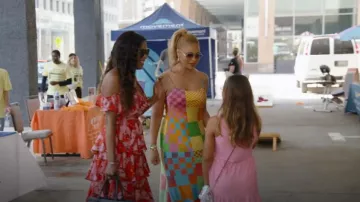 Kendall + Kylie Tiered Ruffle V Neck Dress worn by Stacey Rusch as seen in The Real Housewives of Potomac (S09E09)