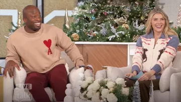 AMI Paris Red ADC Sweater worn by Akbar Gbaja-Biamila as seen in The Talk on December 3, 2024