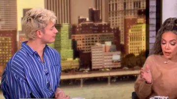 Acne Studios Logo Embroidered Striped Shirt worn by Matt Rife as seen in The View on December 3, 2024