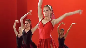 Outfits of Center Stage: Amanda Schull wears Red Mini Ballet Dance Dress to portray Jody in the movie