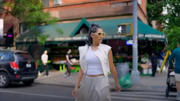 Tom Ford Neughman Lunettes de soleil aviateur blanches/jaunes portées par Racquel Chevremont comme on le voit dans The Real Housewives of New York City (S15E10)