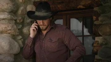 Wrangler Men's Burgundy Long Sleeve Snap Shirt worn by Kayce Dutton (Luke Grimes) as seen in Yellowstone (S05E12)