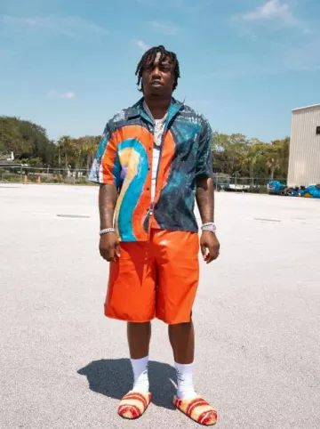 Marni Navy Rainbow Brushed Shirt worn by Fredo Bang on the Instagram account @fredobang