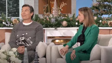 Kobi Halperin Jordi Blazer in Ivy worn by Natalie Morales as seen in The Talk on December 5, 2024