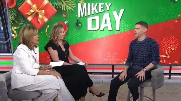 Veronica Beard Heyser Pinstripe Pants in Ecru Multi worn by Hoda Kotb as seen in Today with Hoda & Jenna on December 3, 2024