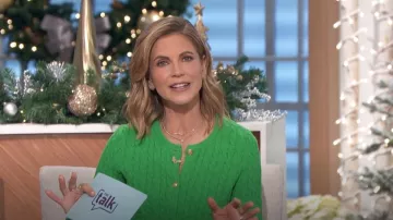 J. Crew Odette cable-knit Sweater Lady Jacket worn by Natalie Morales as seen in The Talk on December 6, 2024