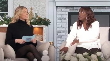 Generic Wrap Sweater Fall Winter Trendy V Neck Side Tie Soild Elegant Ribbed Knitted Cardigan worn by Sheryl Underwood as seen in The Talk on December 6, 2024