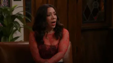 Free People Lady Lux Floral Mesh Layering Top worn by Rosie (Selenis Leyva) as seen in Lopez vs Lopez (S03E05)