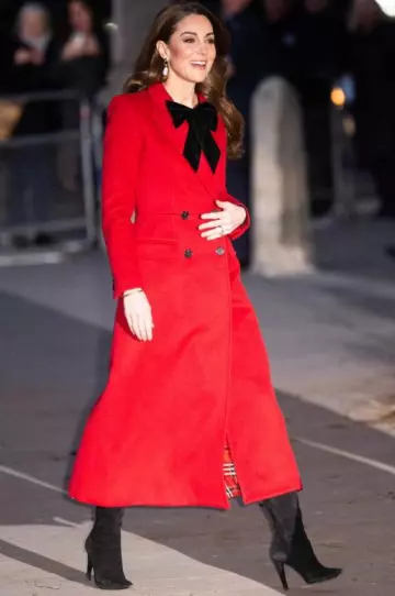 Ralph Lauren Suede Boots in Black worn by Catherine, Duchess of Cambridge at Christmas Community Carol Service on December 6, 2024