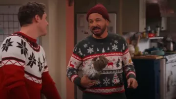 Namatime Ugly Christmas Sweaters worn by Oscar (Al Madrigal) as seen in Lopez vs Lopez (S03E07)