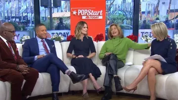 Scanlan Theodore Pleated Rib Shirt Dress in Navy worn by Savannah Guthrie as seen in Today on December 4, 2024