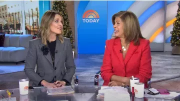 Cinq a Sept Khloé Bouclé Blazer en Faded Raspberry usado por Hoda Kotb como se ve en Today el 6 de diciembre de 2024