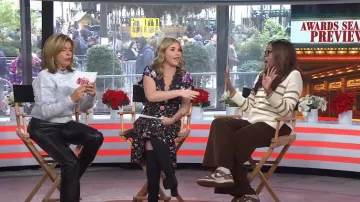 Nike Dunk Low Sneakers in Brown Ostrich worn by Jacqueline Coley as seen in Today with Hoda & Jenna on December 6, 2024