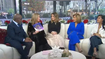 Maje Sequin Maxi Skirt in Beige worn by Savannah Guthrie as seen in Today on  December 9, 2024