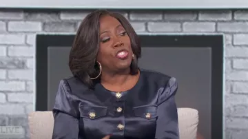 Cinq a Sept Rainer Jacket in Nightfall worn by Sheryl Underwood as seen in The Talk on December 9, 2024