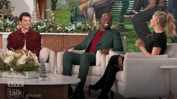 Stuart Weitzman Tieland Suede Over-The-Knee Boots worn by Amanda Kloots as seen in The Talk on December 9, 2024