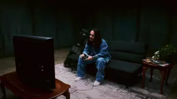Kidsuper Studios Blue Allover Dancing Ladies Denim Jacket worn by Russ in Russ - SSX Tricky (Official Visualizer)