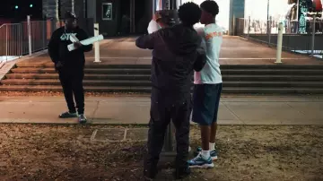 Amiri Black Sunfaded MA Logo Trackpants worn by Yungeen Ace in Yungeen Ace - Done Crying (Official Music Video)