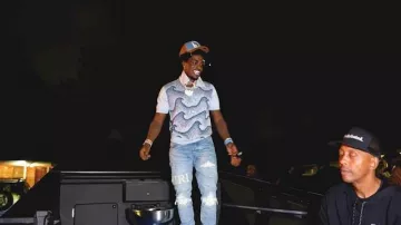 Amiri Light Blue Wavy Crystal Embellished Polo worn by Kodak Black in Kodak Black - News Matt [Official Video]
