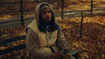 Moncler Beige Reversible Verone Down Jacket worn by Polo G in Polo G - No More Heroes (Official Video)