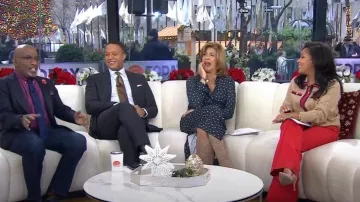 Suéter de punto trenzado de Talbots usado por Sheinelle Jones como se ve en Today el 10 de diciembre de 2024