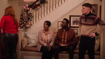 Stacy Adams Mens Quarter Zip Sweater 3D Knit 2XL Long Sleeves Lightweight Fall worn by Gerald (Richard Brooks) as seen in Abbott Elementary (S04E08)