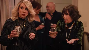 DKNY Women's Mock-Neck Mixed-Knit Long-Sleeve Sweater worn by Kristin Marie (Lauren Weedman) as seen in Abbott Elementary (S04E08)