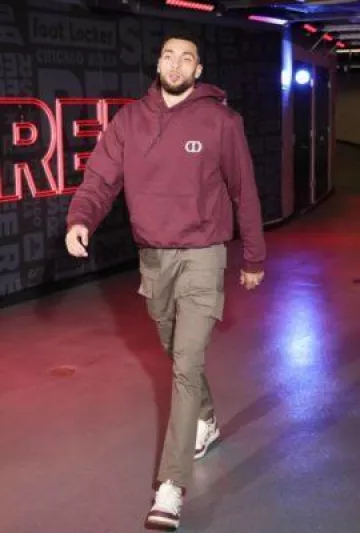 DIor Burgundy & Silver CD Icon Hoodie worn by Zach LaVine on the Instagram account @nbafashionfits